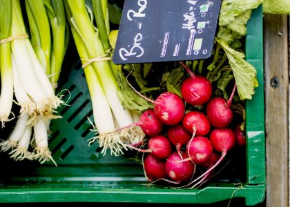Frisches Gemüse auf dem Wochenmarkt vom Hof Bannick