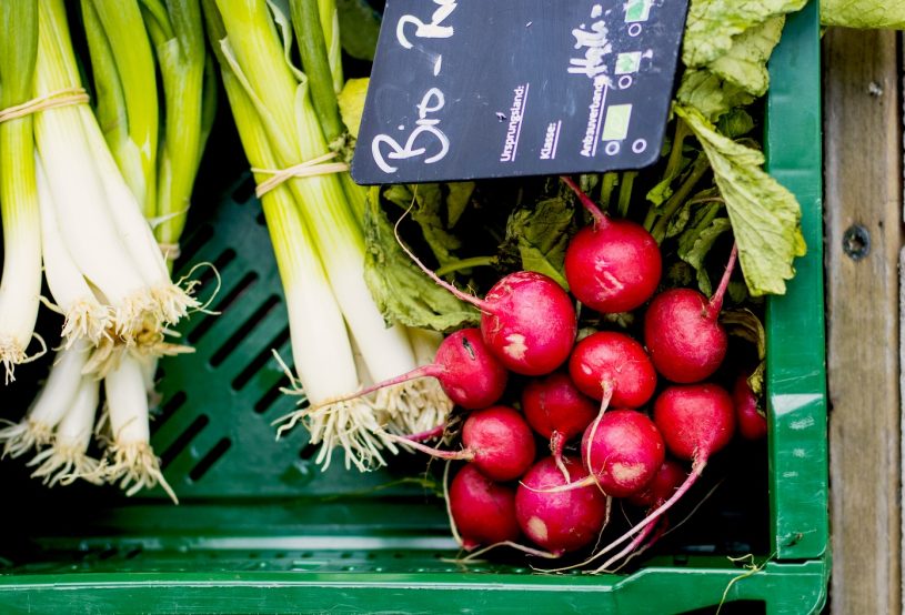 Frisches Gemüse auf dem Wochenmarkt vom Hof Bannick